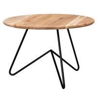 COUCHTISCH rund aus Akazien-Massivholz, 60x39.5x60 cm, Naturfarben - Schwarz/Akaziefarben, Holz/Metall (60/60/39cm) - KADIMA DESIGN