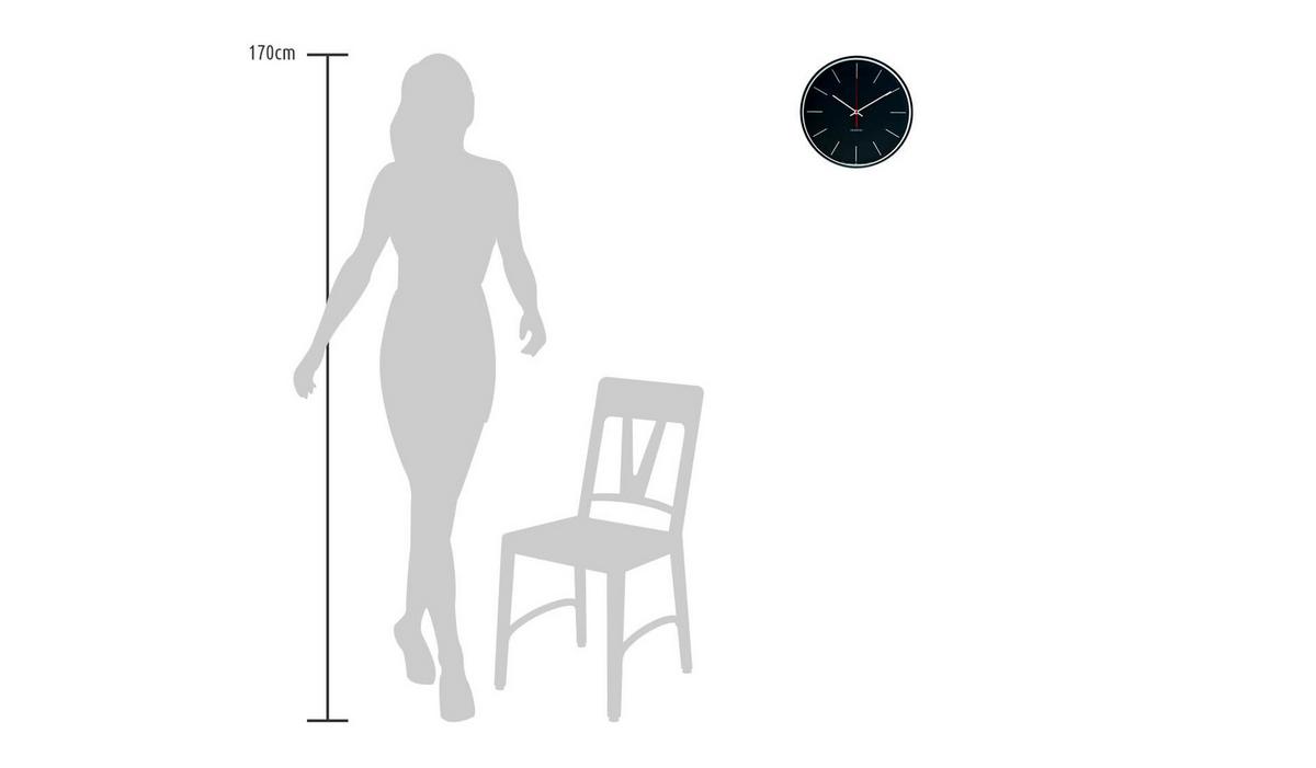 WANDUHR Design Schwarz 31/31 cm - Schwarz, Glas/Holzwerkstoff (30.5/30.5/4cm) - ONZENO