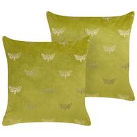 DEKOKISSEN 2er-Set Hellgrün 45/45 cm Yuzuri - Hellgrün, Textil (45/45cm) - Beliani