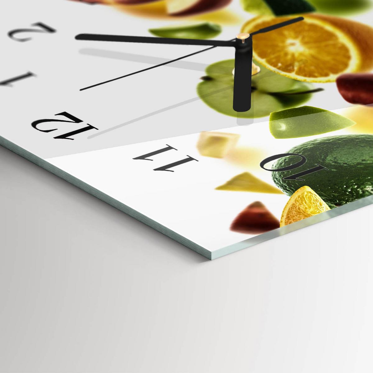 WANDUHR aus Glas 60x30 cm - Fruchtmischung - Gelb, Glas (60/30/0.4cm) - TULUP