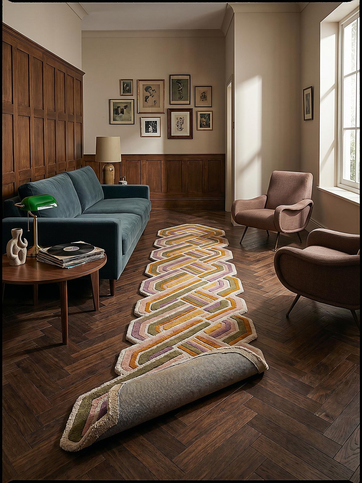 TEPPICH aus Wolle SOAR in Flieder, geometrisch, 80 x 300 cm - Rosa, Textil (300/80cm) - KADIMA DESIGN