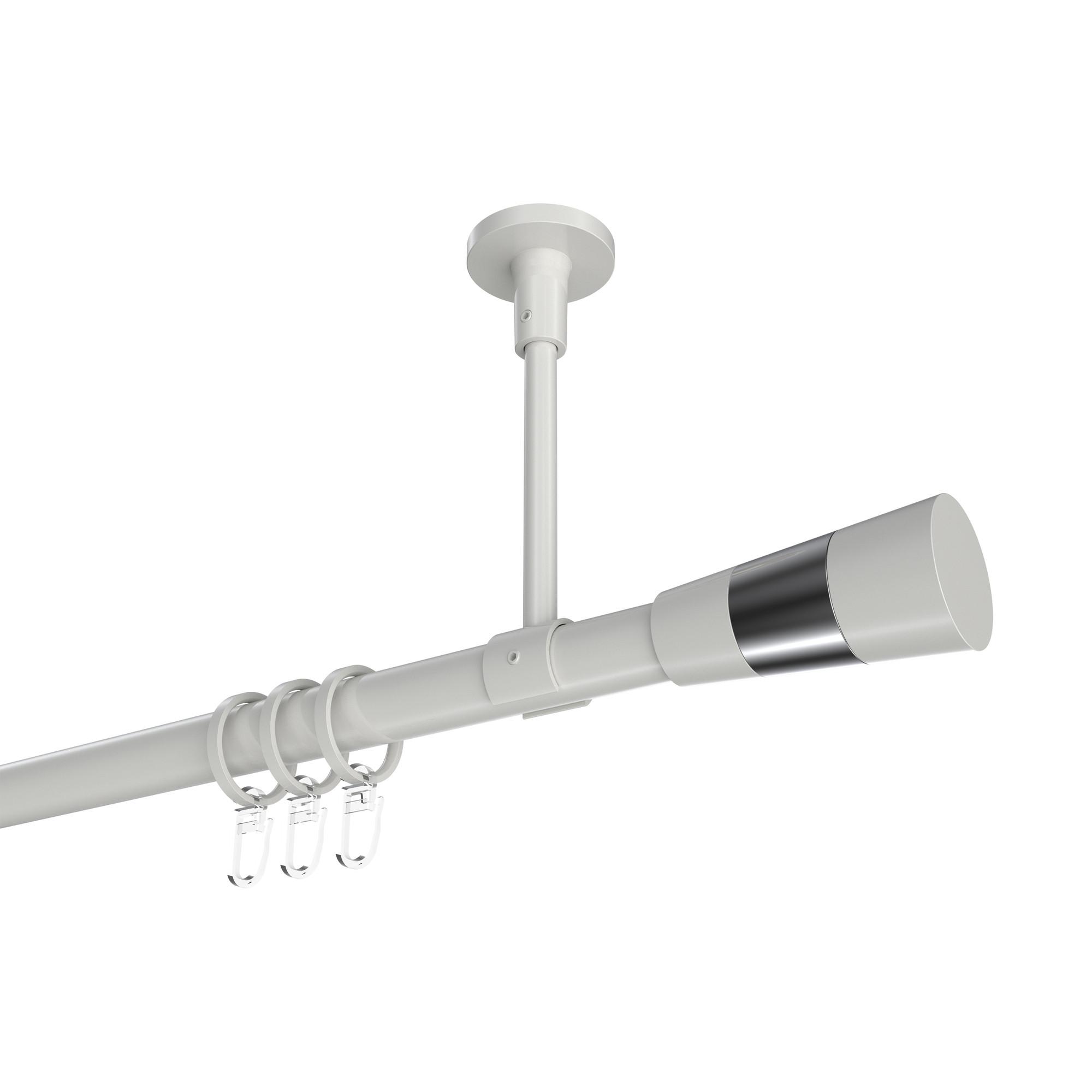 GARDINENSTANGE Sonette Tanara 140 cm, 1-läufig, 20 mm Ø Weiß - Chromfarben/Weiß, Metall (140cm) - INTERDECO