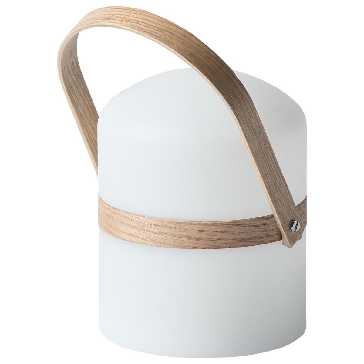 LED-TISCHLAMPE Weiß/Heller Holzfarbton Estero - Hellbraun/Weiß, Kunststoff (14/14/25cm) - Beliani