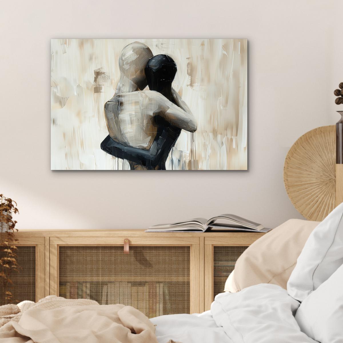METALLBILD Abstrakt - Liebe - Schwarz und weiß - Modern Wandbild 60x40 cm - Schwarz, Metall (60/40cm) - MuchoWow