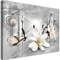 WANDBILD blumen im tunnel 3d kugeln - Grau, Textil (60/40cm) - Feeby