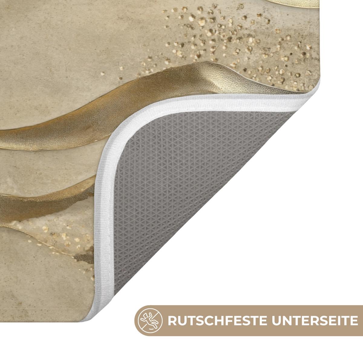 BADEMATTE Wellen - Muster - Gold 90x60 cm - Messingfarben, Textil (90/60cm) - OnlyWow