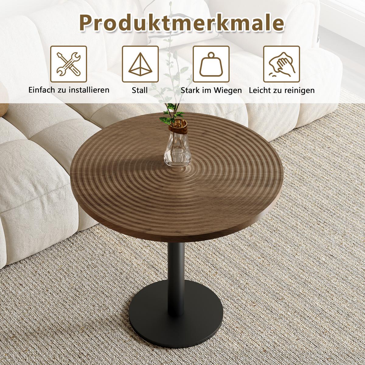 ESSTISCH Rund 80cm Holzoptik Tulpen-Design Moderner Beistelltisch - Naturfarben, Holzwerkstoff/Metall (80/80/76cm) - Urban Meuble