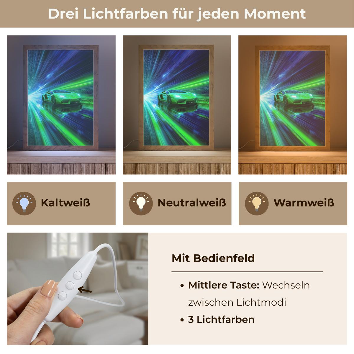 WANDLEUCHTE Geschwindigkeit - Leicht - Sportwagen - Grün 20x30 cm - Grün, Holzwerkstoff (20/30/8cm) - OnlyWow