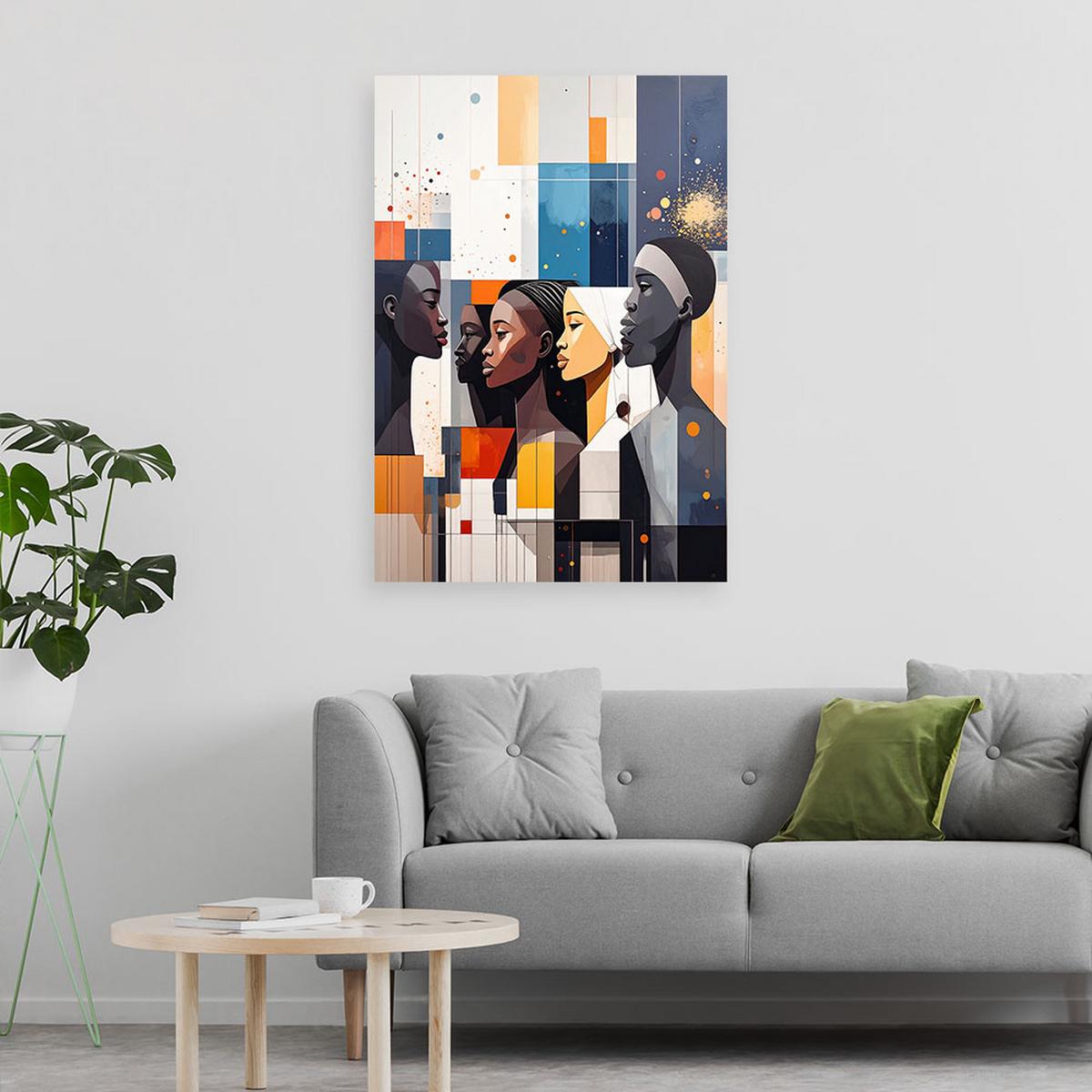 LEINWANDBILD Figuren Gesichter Abstrakt 60x90cm - Multicolor, Textil (60/90cm) - Feeby