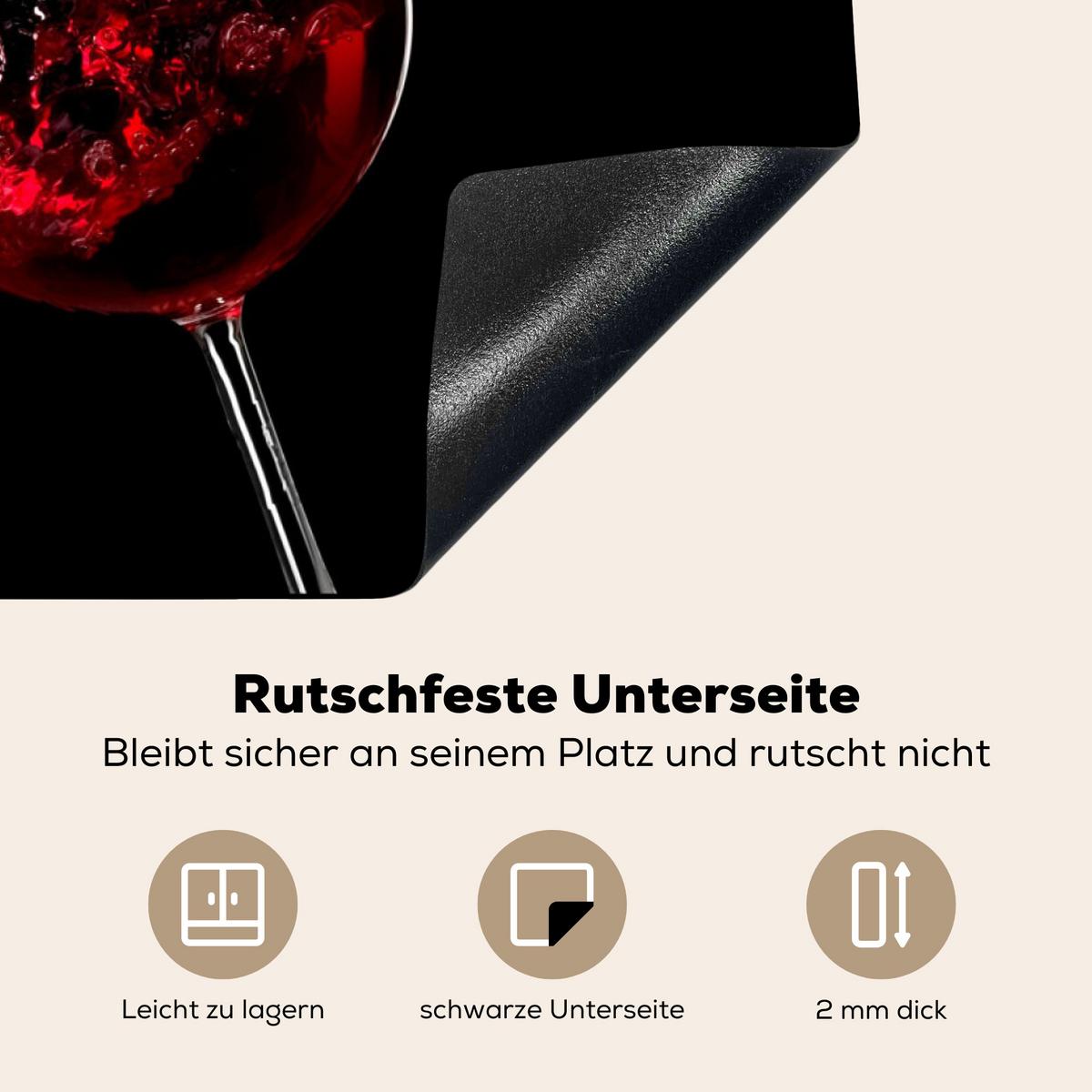 HERDABDECKPLATTE Rotwein - Weißwein - Glas - Schwarz Induktionsmatte 77x51 cm - Weinrot, Kunststoff (77/51/0.2cm) - MuchoWow