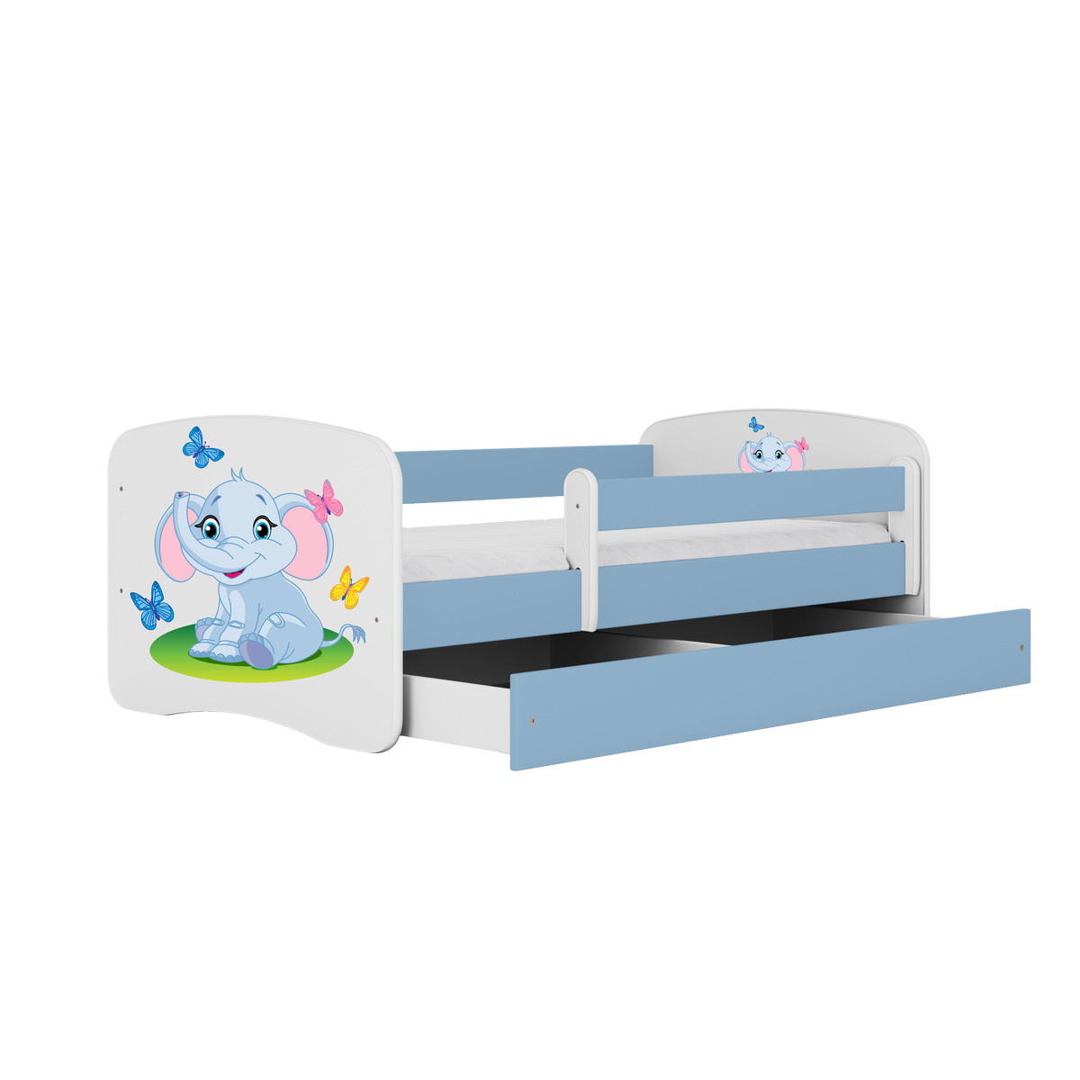KINDERBETT Elefant mit Schublade und Matratze 180/80 - Blau, Holzwerkstoff (80/180cm) - RAUMHIRSCH FURNITURE