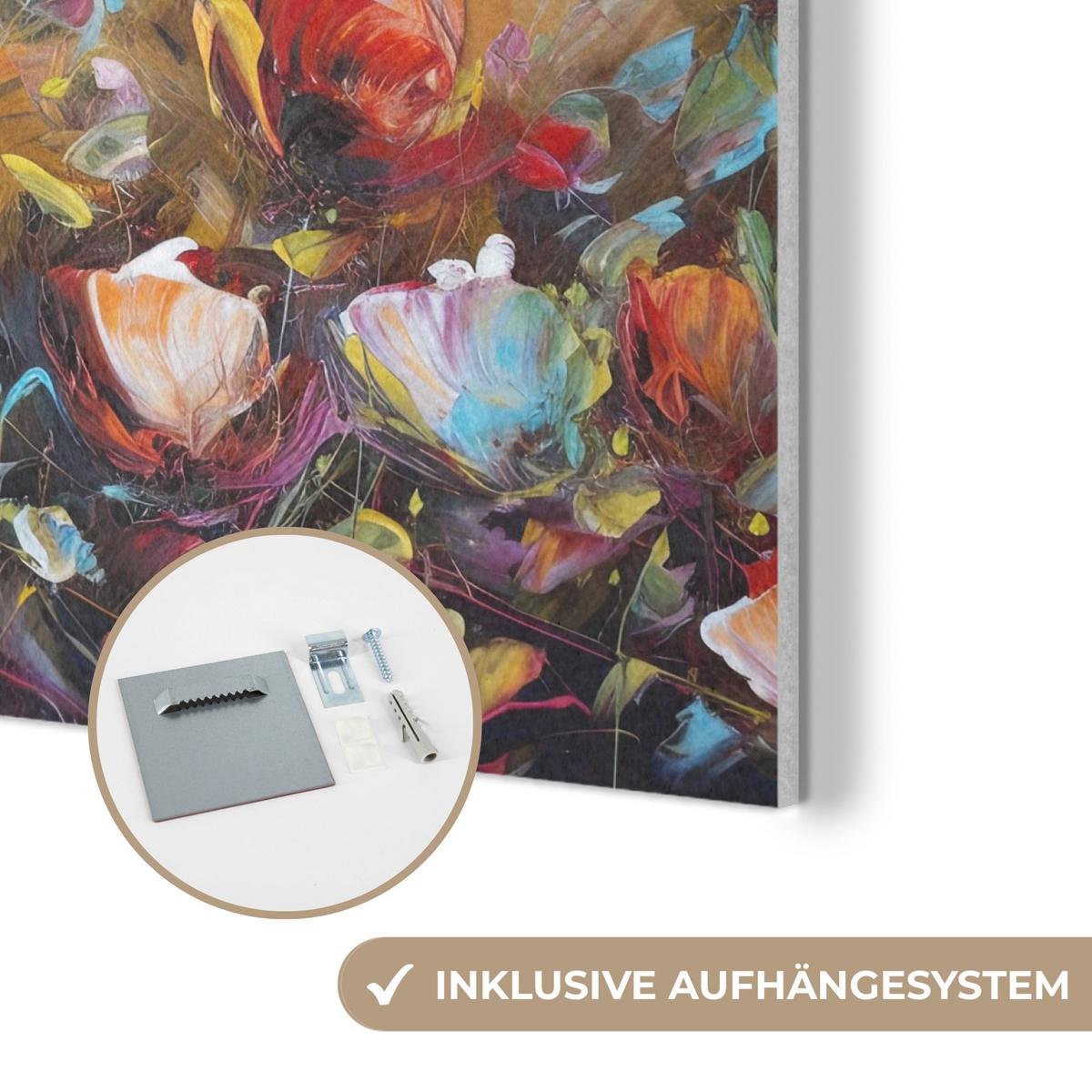 AKUSTIKBILD Blumen - Kunst - Natur - Ölgemälde Akustikpaneele 80x80 cm - Multicolor, Kunststoff (80/80/0.9cm) - MuchoWow
