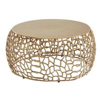 COUCHTISCH mit Aststruktur, lackiertes Aluminium, handgefertigt, Ablagefläche, Gold 66x66x30 cm - Goldfarben, Metall (66/66/30cm) - KADIMA DESIGN
