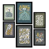 POSTER Set Mit 6 Drucken Mit Kalten Tönen In Der Sammlung Ethnischer Stils A3 & A4 Rahmenlos - Klar, Papier (29/3cm) - Nacnic