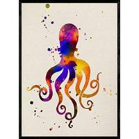 POSTER Meerestiere Aquarell A4 Schwarzer Rahmen - Schwarz, Papier (29.7/5/21cm) - Nacnic