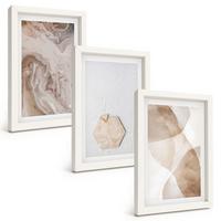 BILDER SET 3er Set - 20x30 cm Weißer Rahmen - Designerabstraktion der Natur - Weiß, Kunststoff (20/30cm) - TULUP