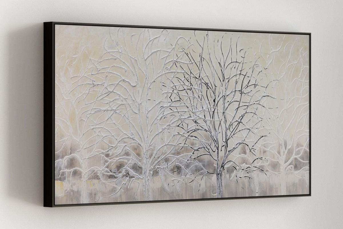 ACRYLBILD HANDGEMALT 120/60 cm - Beige/Weiß, Holz/Textil (120/60cm) - KUNSTLOFT
