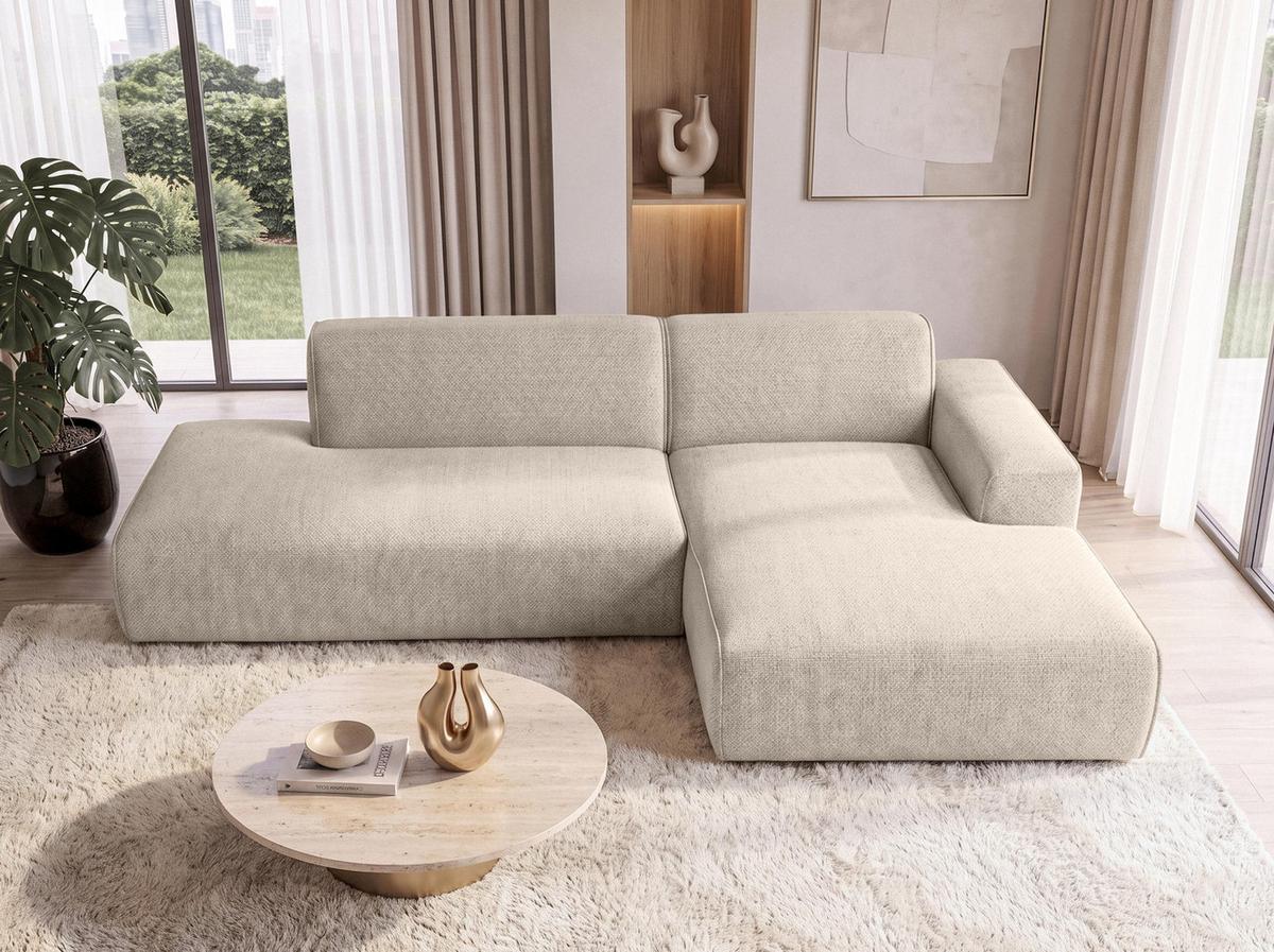 ECKSOFA L Form Didim Duo Beige 288/162/80 cm – stilvolle kleine Eckcouch Rechts - Beige/Schwarz, Kunststoff/Textil (162/288cm) - AX Living