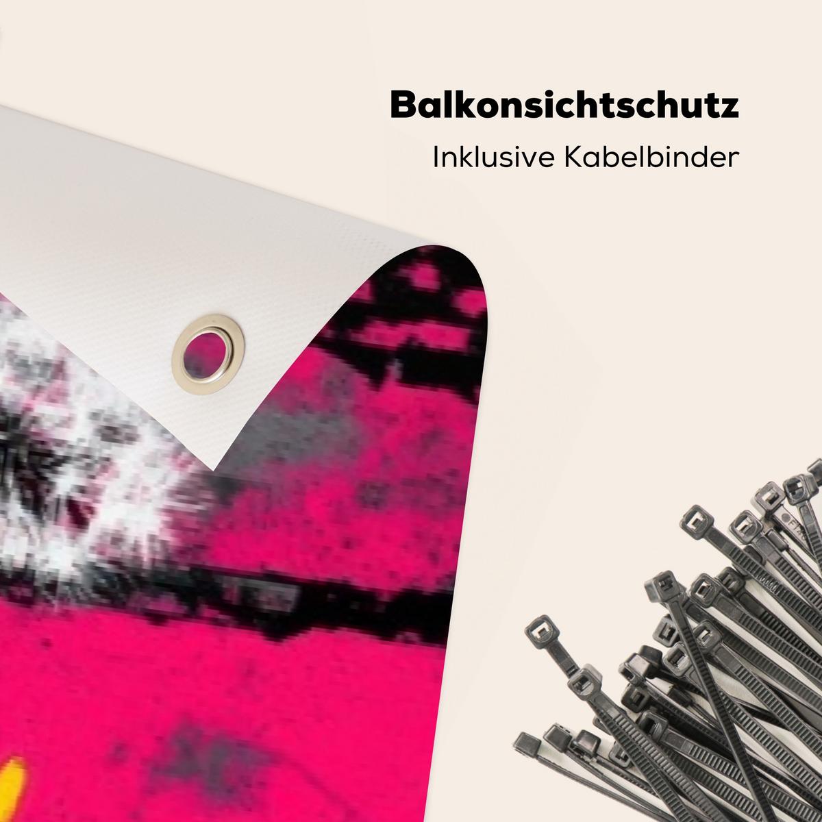 BALKON-SICHTSCHUTZ Straßenkunst - Bunt - Wand Deko XXL 500x100 cm - Schwarz, Kunststoff (500/100cm) - MuchoWow