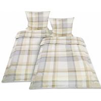 BETTWÄSCHE Mira 135x200cm + Kissenbezug 80x80cm Beige Biber (4tlg) - Beige, Textil (135/200cm) - Beautissu 