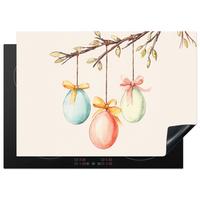 HERDABDECKPLATTE Osterkuchen - Schleife - Eier Herdabdeckung Induktionsfeld 75x52 cm - Creme, Kunststoff (75/52/0.2cm) - MuchoWow