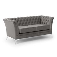 CHESTERFIELD-SOFA 2-sitzer Whitby Grau Samt mit silbernen Füßen - Silberfarben/Grau, Holz/Textil (175/78/82cm) - S-Style Möbel