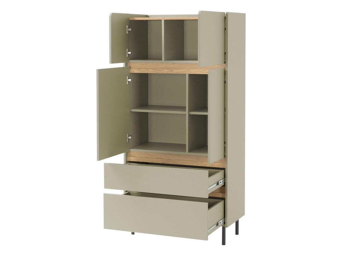 KOMBIKOMMODE Luca LC05 - Sandfarben/Schwarz, Holzwerkstoff/Metall (80/165/40cm) - MIRJAN24