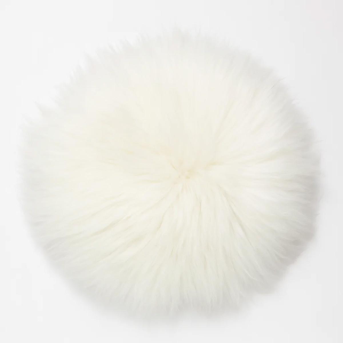 SITZKISSEN Schaffell rund 40 cm Weiß Braun Grau - Weiß, Fell (40/40cm) - Provellus
