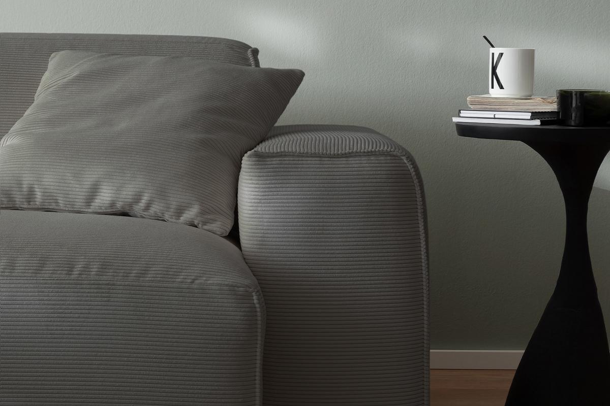 SOFA RANI Anthrazit Cord - Anthrazit/Schwarz, Kunststoff/Textil (256/71/101cm) - KAWOLA