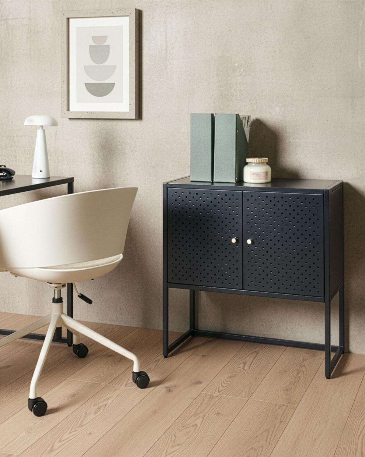 BÜROSCHRANK Metall Schwarz Rakaia - Schwarz, Metall (72/75/35cm) - Beliani