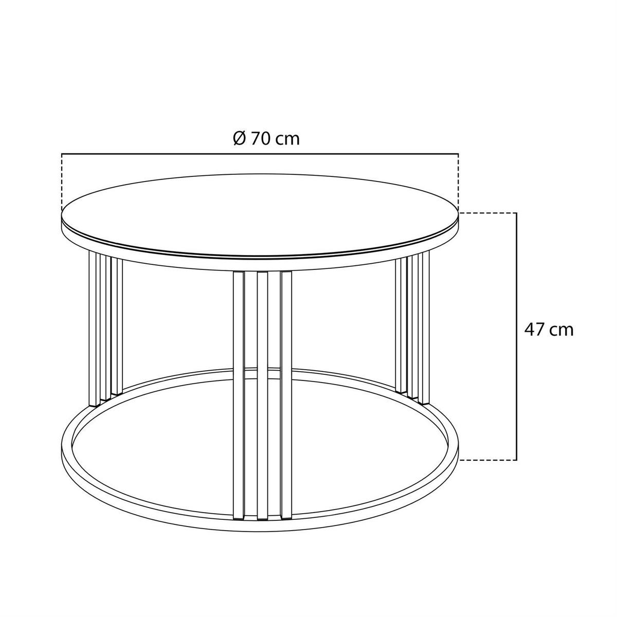 COUCHTISCH LORI GLASS mit goldfarbenem Fuß - Goldfarben/Schwarz, Glas (70/70/47cm) - Lookway