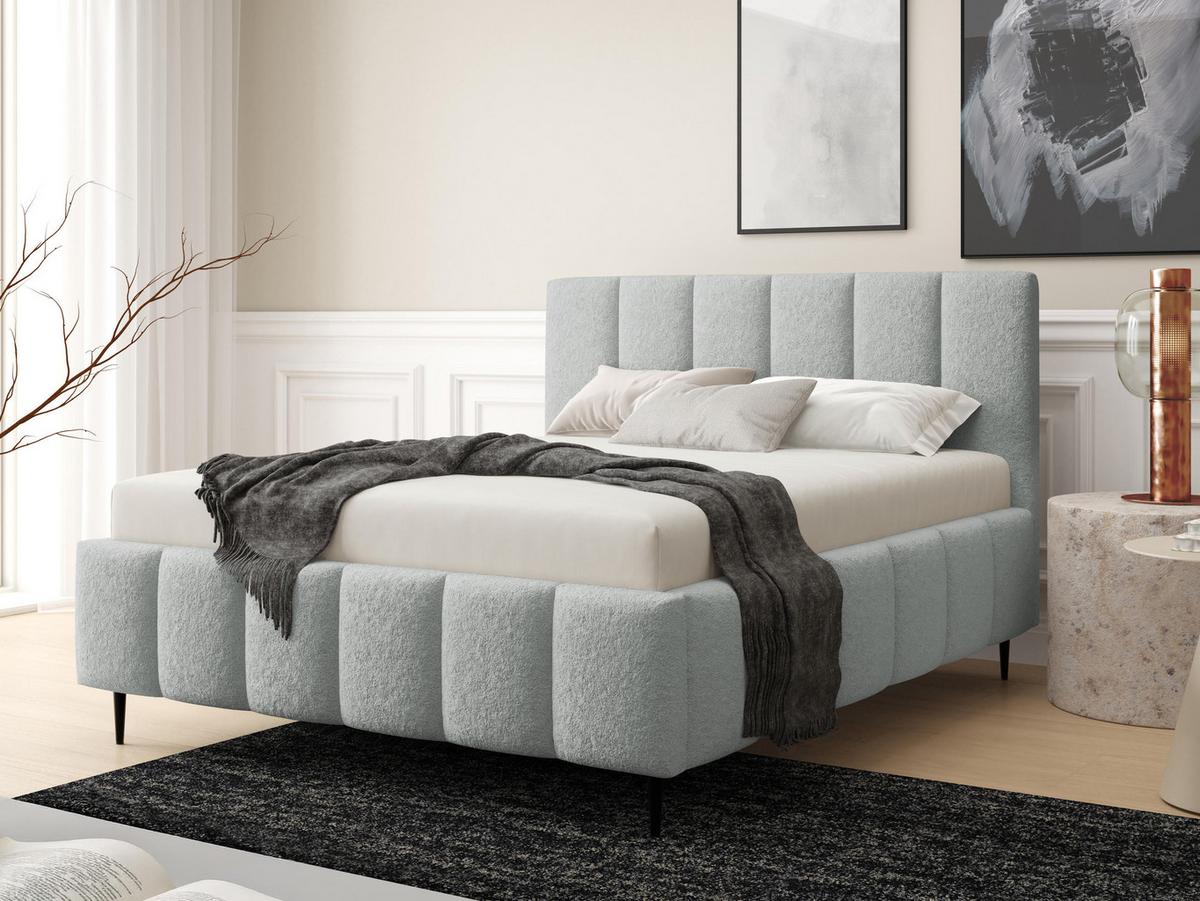 POLSTERBETT Lunaro Leg - Hellgrau/Schwarz, Holz/Textil (140/200cm) - MIRJAN24