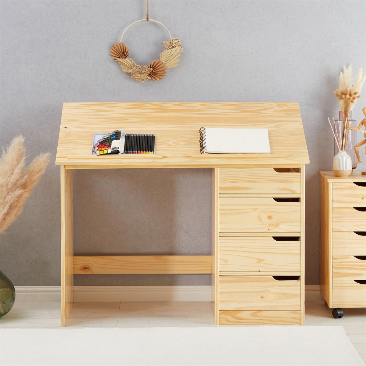 KINDERSCHREIBTISCH EMMA natur - Naturfarben, Holz (114/76/55cm) - IDIMEX