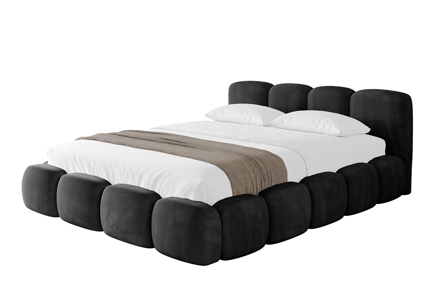 POLSTERBETT mit Bettkasten und Lattenrost, Bett mit Matratze H3/H4 - KALA-v1 180x200 Schwarz - Schwarz, Holzwerkstoff/Textil (180/200cm) - ALTDECOR