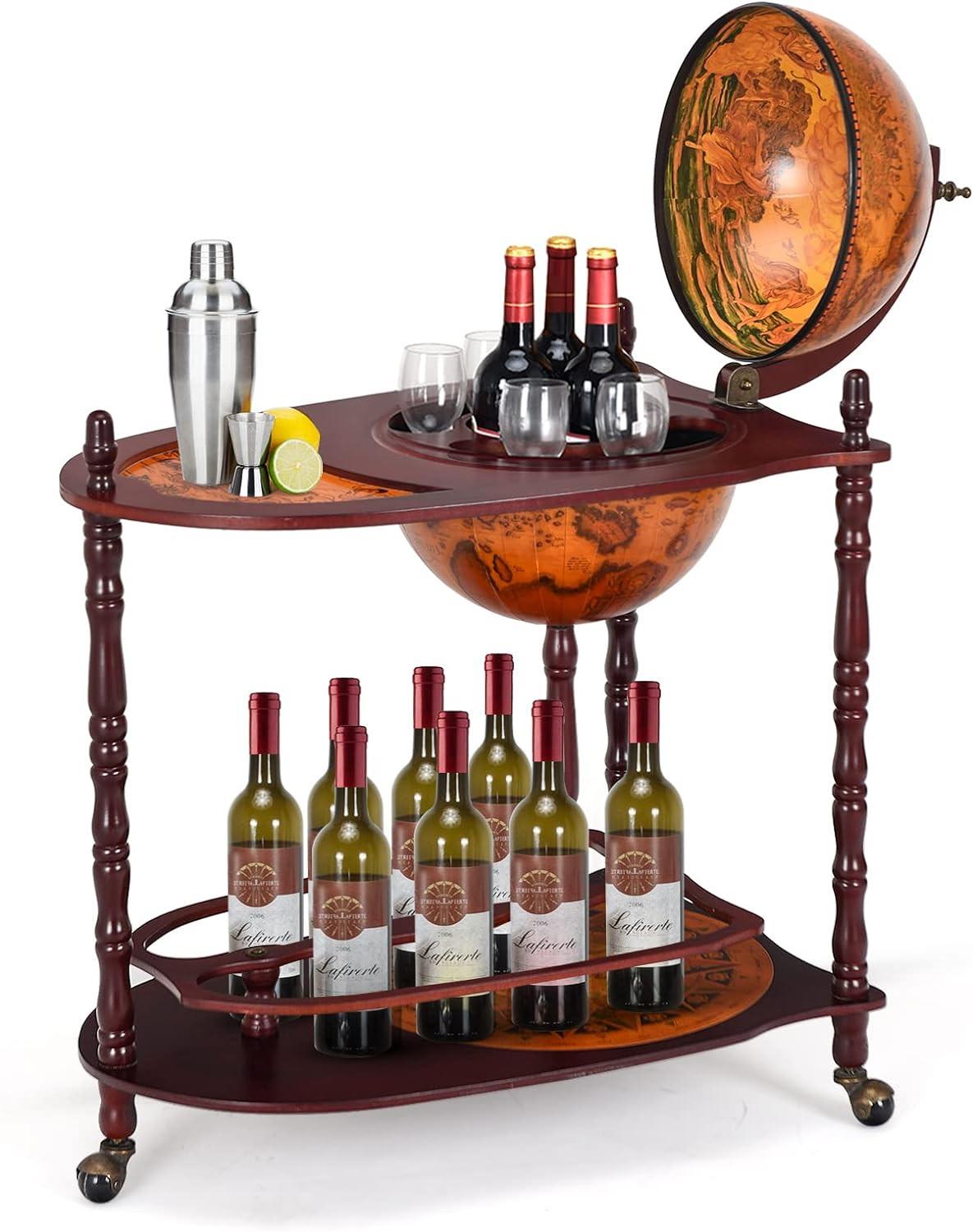 WEINREGAL globusbar minibar Braun - Braun, Holz (33/88cm) - COSTWAY