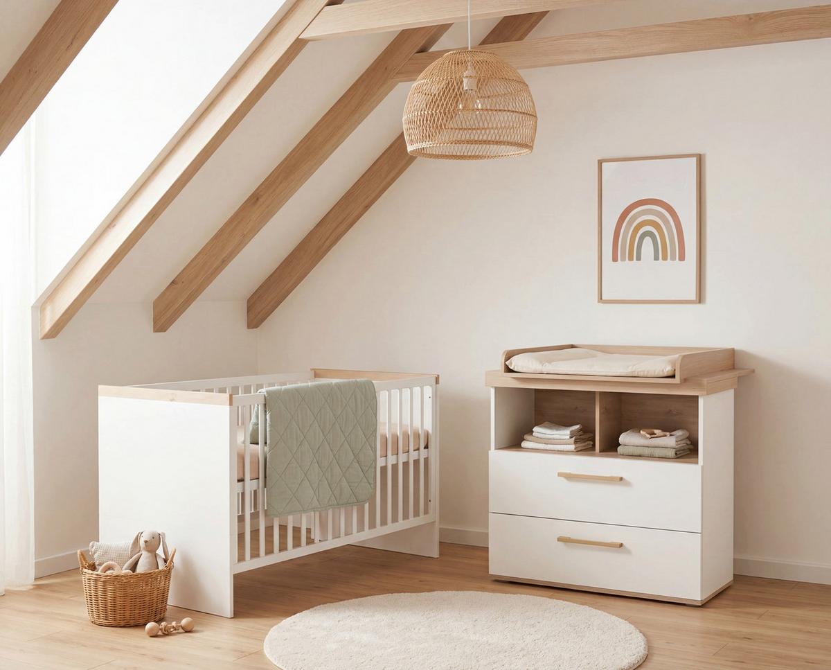KINDERBETT Jimmy Weiß / Eiche - Eichefarben/Weiß, Holzwerkstoff (70/140cm) - Roba