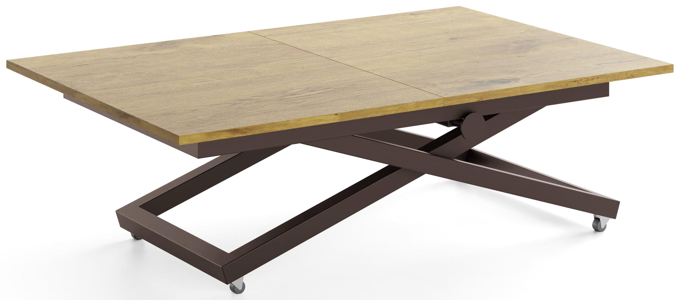 COUCHTISCH Axen höhenverstellbar ausziehbar, Eiche Braun 120-160/80/38-75 cm - Eichefarben/Braun, Holzwerkstoff/Metall (80/160/75cm) - WFL GROUP