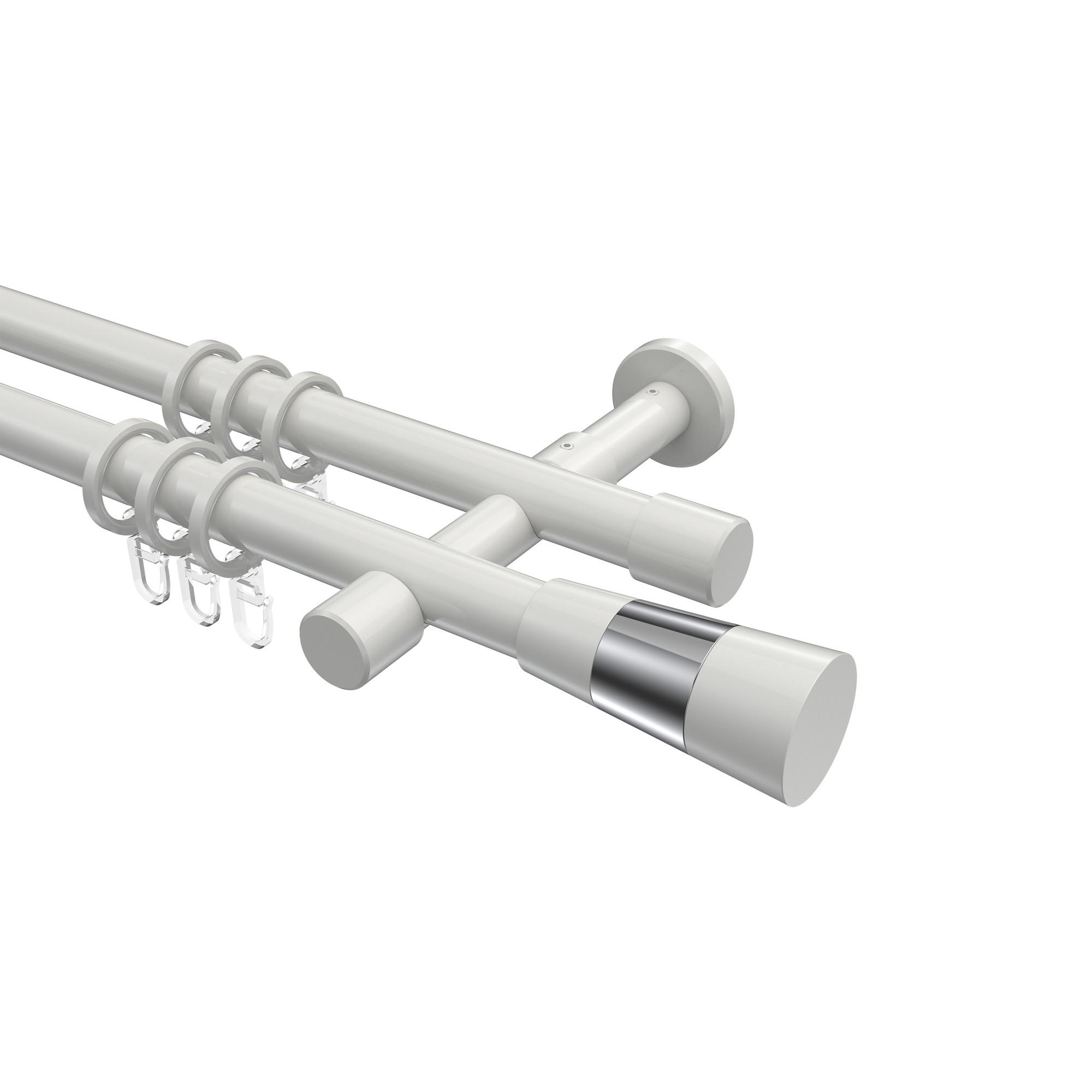 GARDINENSTANGE Prestige Tanara 240 cm (geteilt in 2 x 120 cm), 2-läufig, 20 mm Ø Weiß - Chromfarben/Weiß, Metall (240cm) - INTERDECO