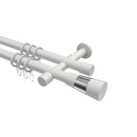 GARDINENSTANGE Prestige Tanara 240 cm (geteilt in 2 x 120 cm), 2-läufig, 20 mm Ø Weiß - Chromfarben/Weiß, Metall (240cm) - INTERDECO