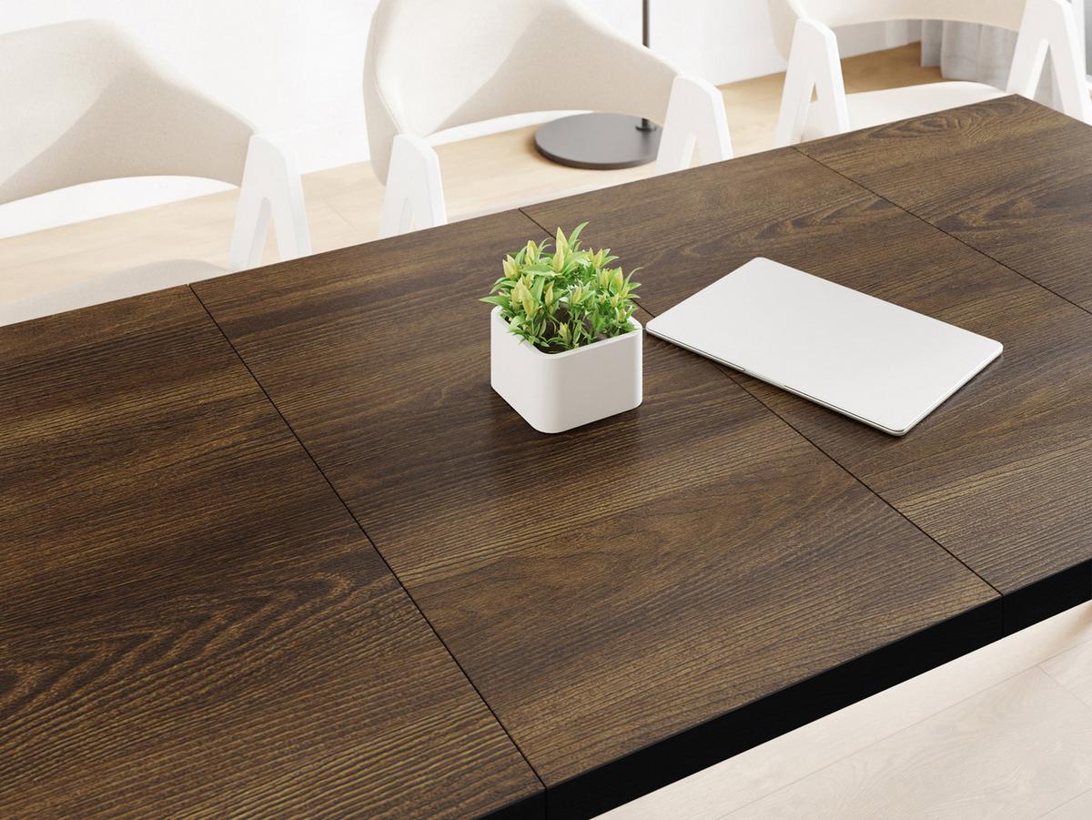 ESSTISCH Quadro quadratischer ausziehbarer, Arvadonna Chestnut 100-200/100/76 cm - Kastanienfarben/Schwarz, Holz/Holzwerkstoff (100/200/76cm) - WFL GROUP