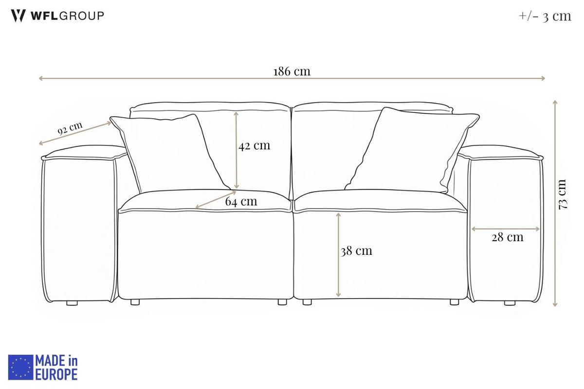 GARTENSOFA Lorento Outdoor 2-Sitzer, Hellgrau Kunstleder 186/73/92 cm - Hellgrau, Textil (186/73/92cm) - WFL GROUP