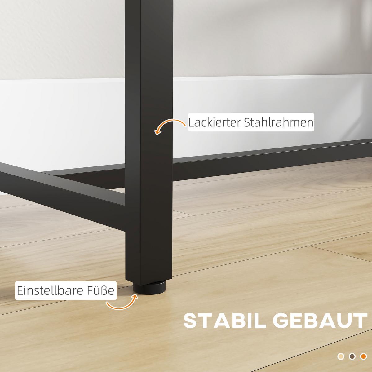 BARTISCH, Spanplatte, Stahl, Braun - Braun, Kunststoff (120/40/105cm) - HOMCOM