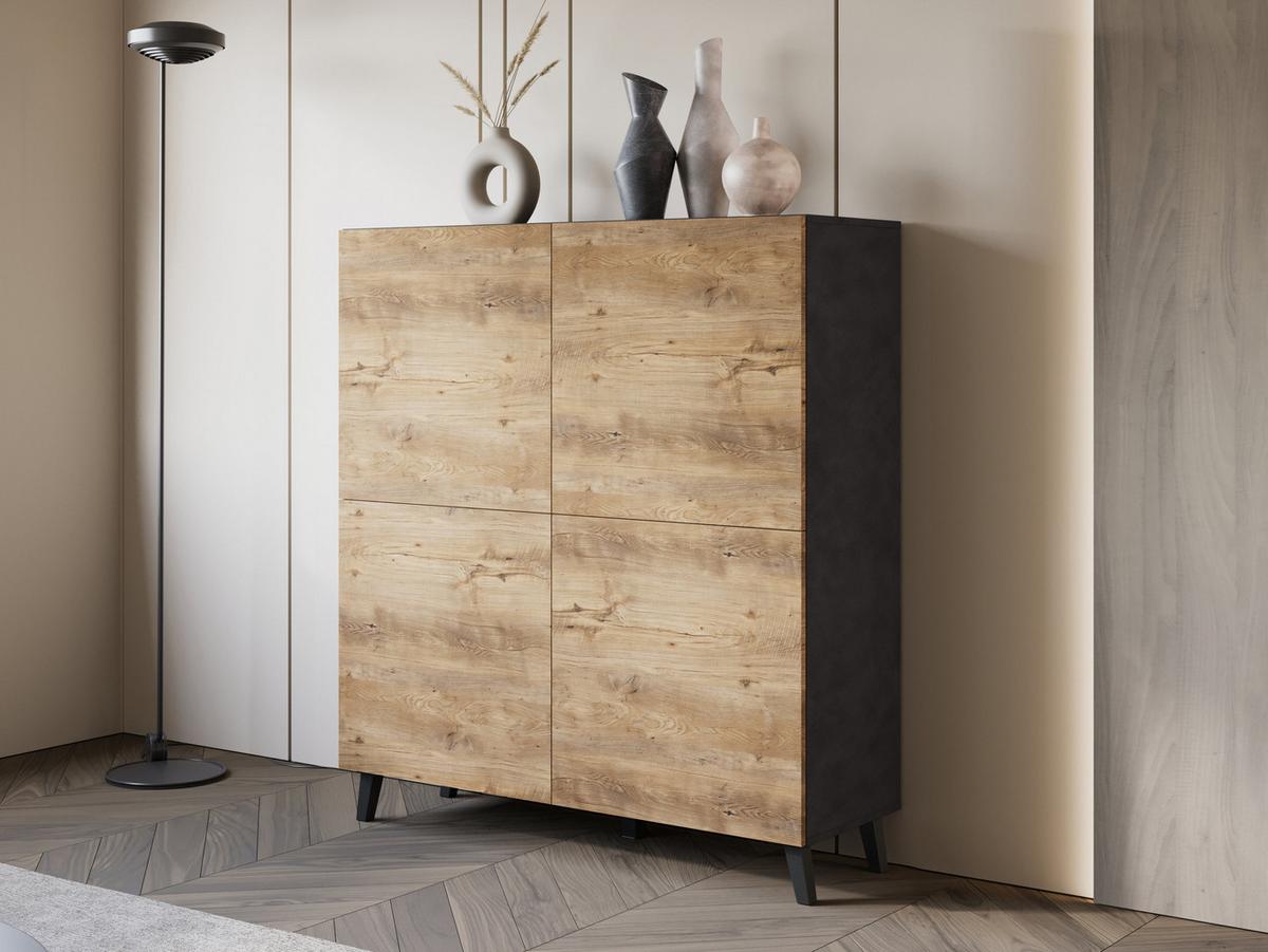 HIGHBOARD Phuket 120 - Schwarz/Braun, Holzwerkstoff/Kunststoff (120/130/39cm) - MIRJAN24
