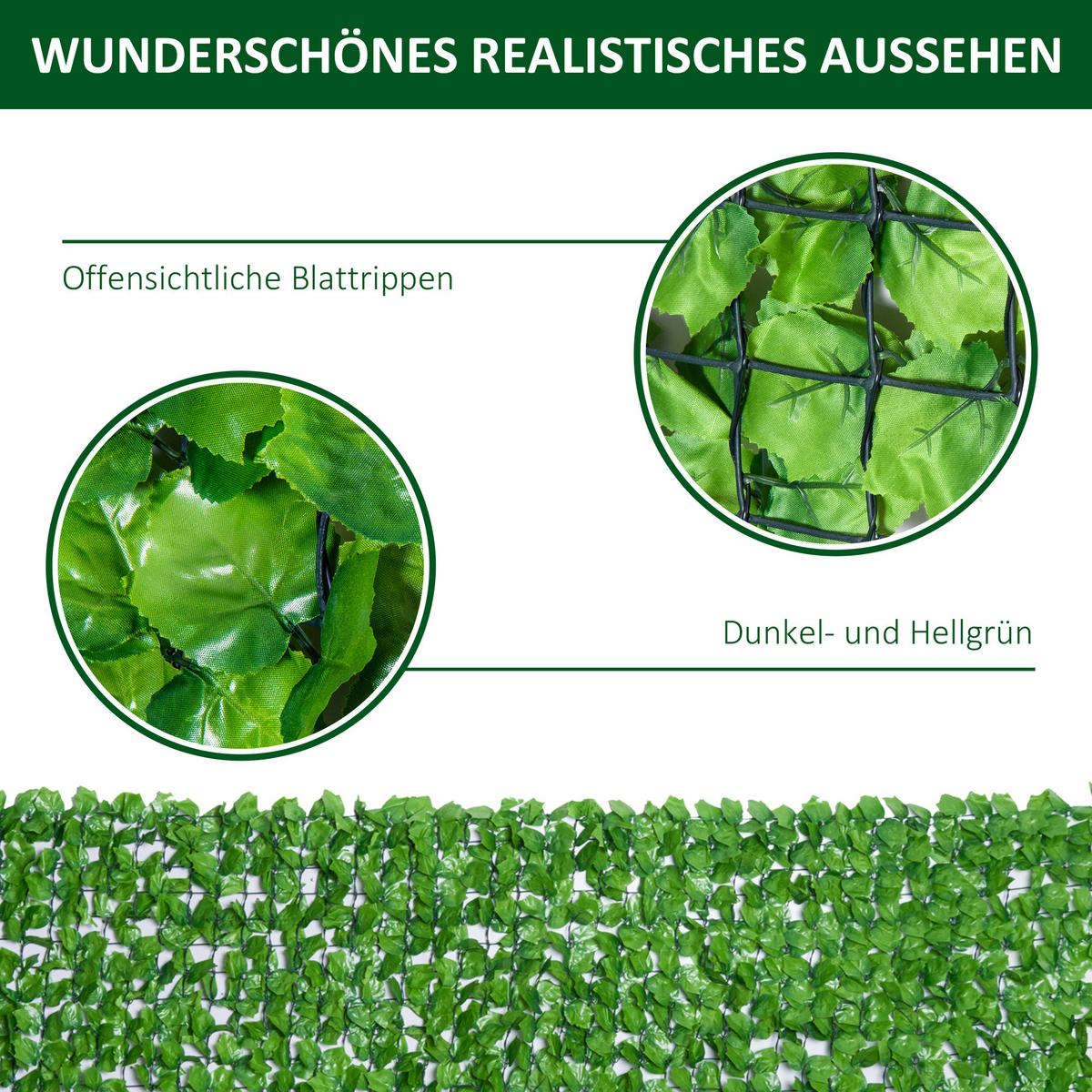 SICHTSCHUTZHECKE, Hellgrün, 300 x 100 cm - Grün, Kunststoff (100/1cm) - Outsunny