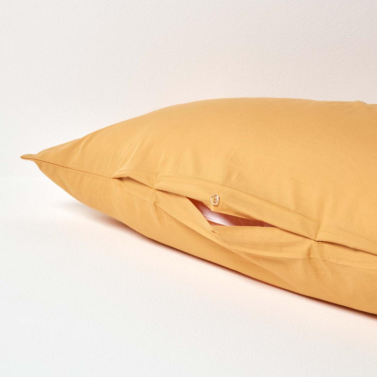 KISSENBEZUG für V-Form-Kissen, Perkal, Fadendichte 200 - Gelb, Textil (38/76cm) - Homescapes
