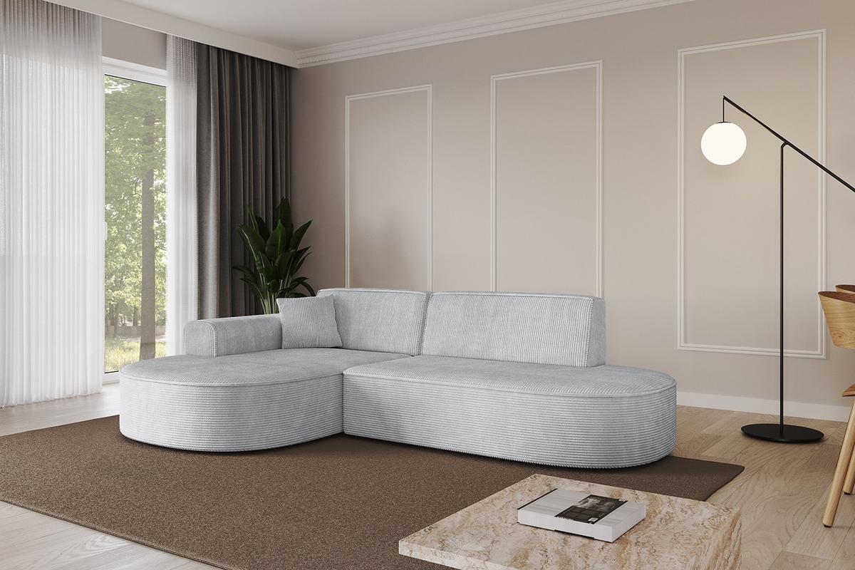 ECKSOFA Ottomane Links MARI-L1 - 243x171x79 cm Grau Cord - Schwarz/Grau, Holzwerkstoff/Kunststoff (163/234cm) - ALTDECOR