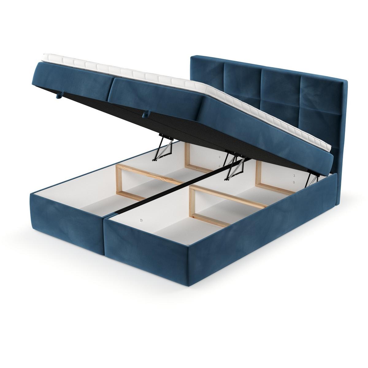 BOXBETT Velto 180/200 cm Dunkelblau im Kronos Stoff - Schwarz/Dunkelblau, Holz/Holzwerkstoff (180/200cm) - AltaBeds