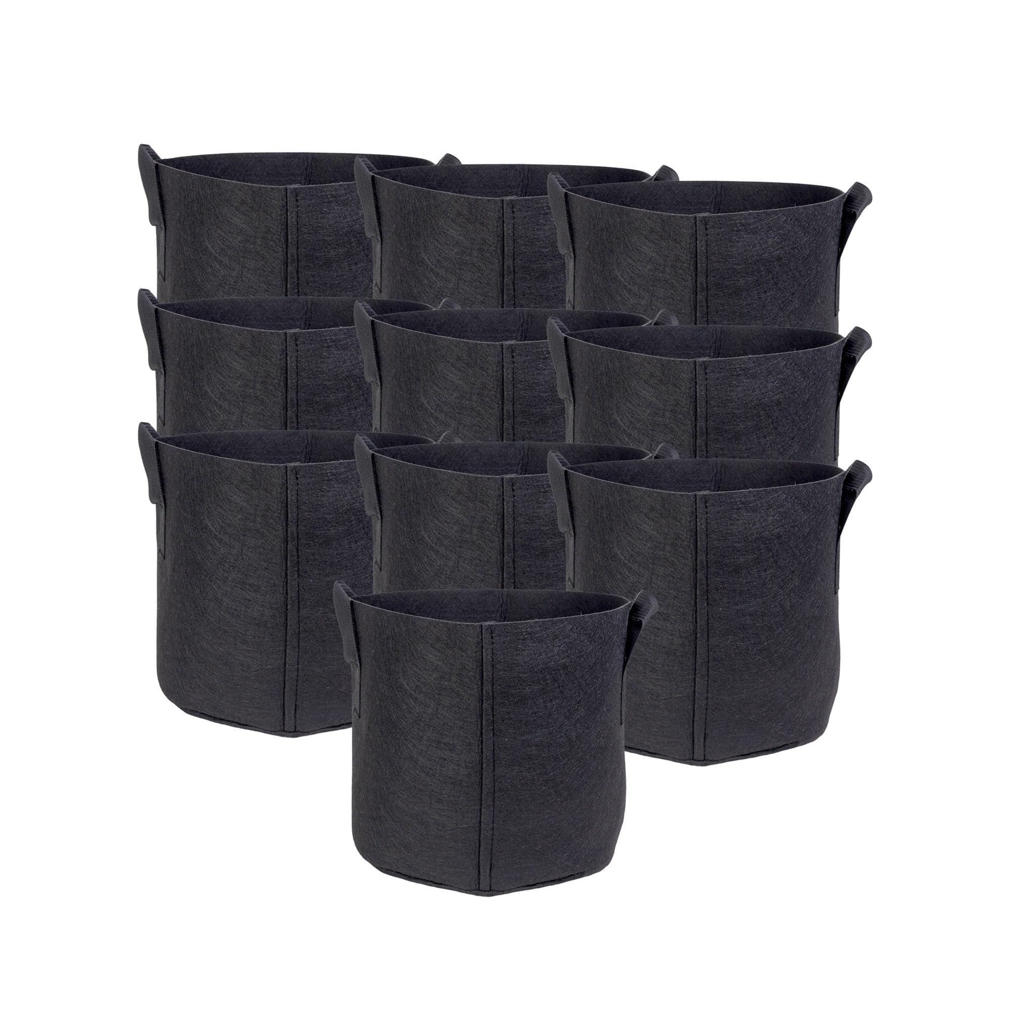 PFLANZSACK Vliesstoff 25/22 cm (10-tlg. Set) - Schwarz, Textil (22cm) - Intirilife