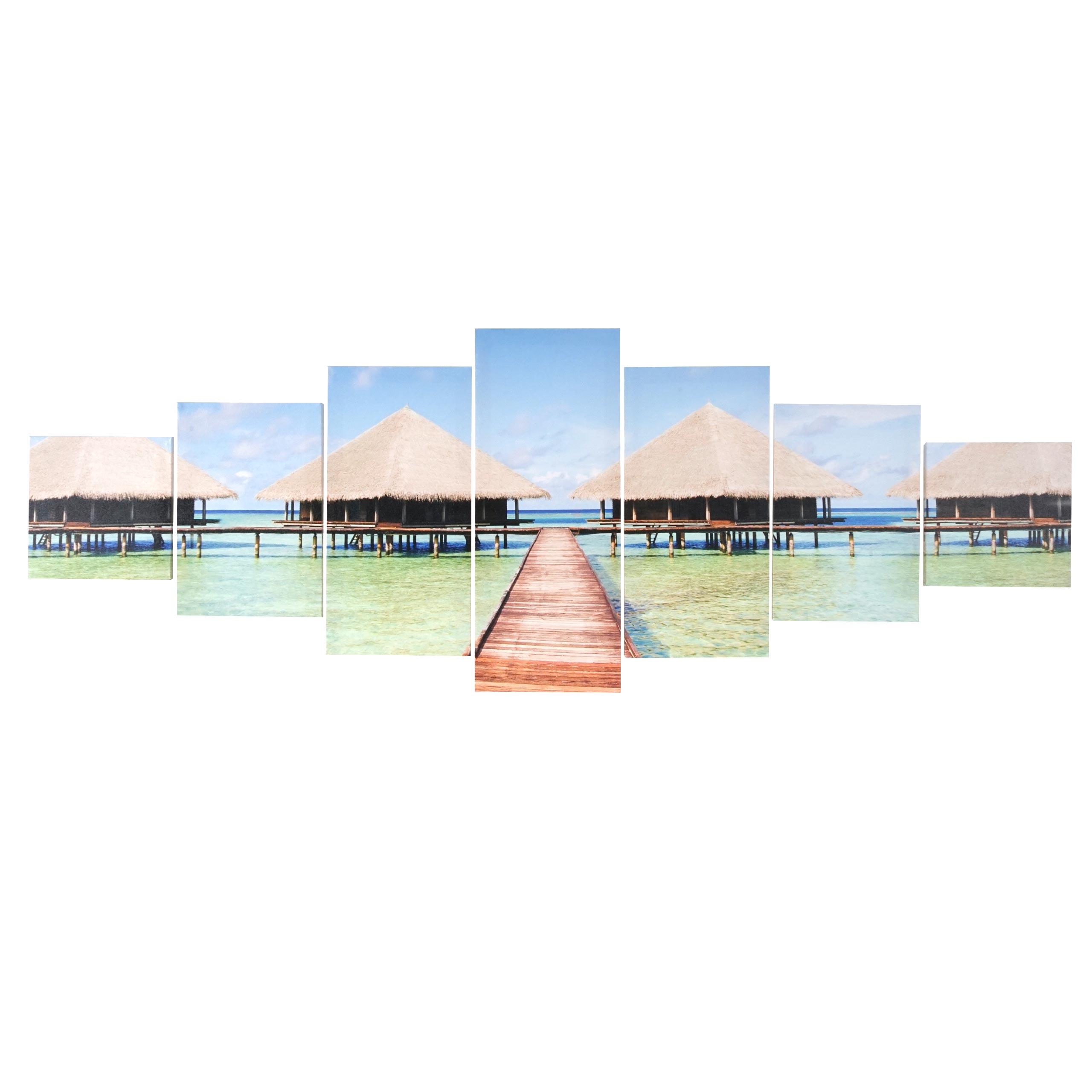 LEINWANDBILD BEACH 7-TLG. Multicolor - Multicolor, Holz (140/50cm) - MCW