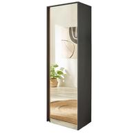 GARDEROBENSCHRANK grau matt, Eiche Wotan 60 cm, Flurschrank mit Spiegel - Eiche Wotan/Silberfarben, Glas/Holzwerkstoff (60/200/40cm) - Furn.Design